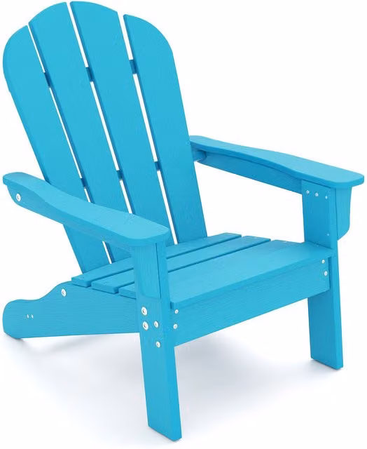 Gymax All-Weather HDPE Toddler Adirondack Lawn Chair in Turquoise