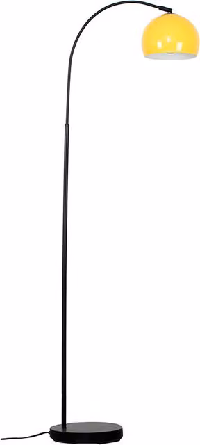 Curva Black Floor Lamp with Gloss Yellow Metal Dome Shade