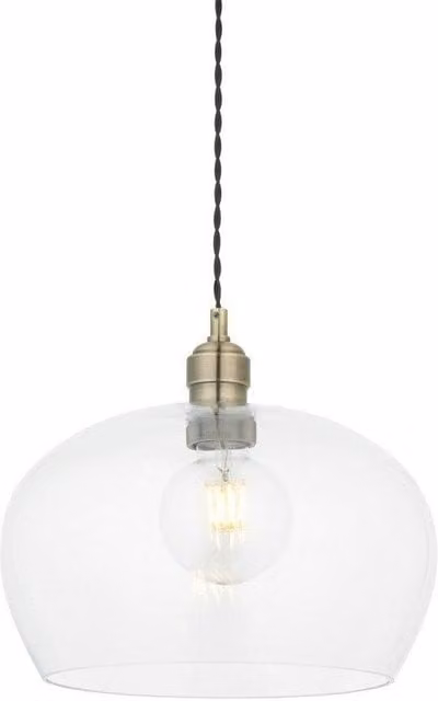 Netlighting LIVORNO Dimmable Single Pendant Ceiling Lamp with Yellow Transparent Glass and Brass or Chrome Finish – 1