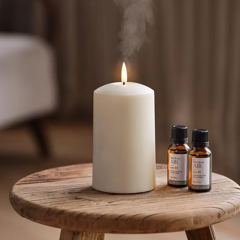 Lights4fun TruGlow AIR Portable Candle Diffuser and Dawn Dusk Diffuser Oil Bundle in White