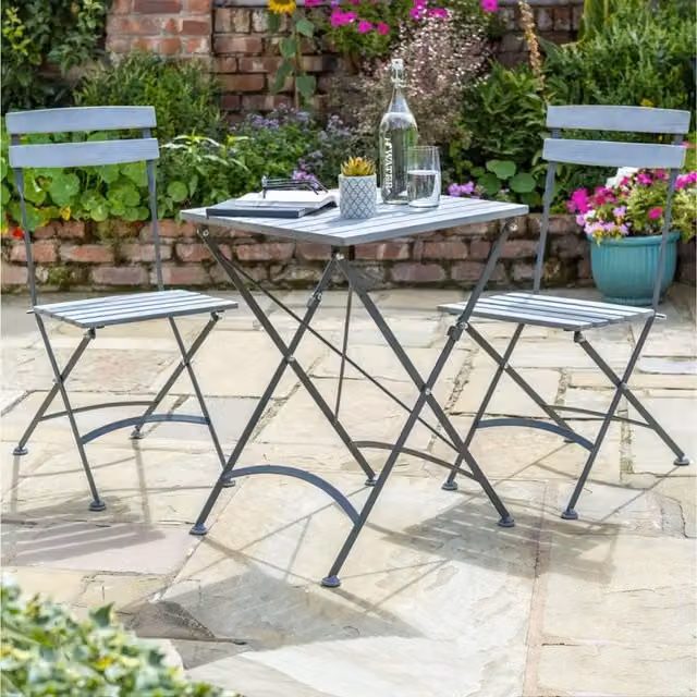 Norfolk Leisure Classic Garden Bistro Set in Grey Anthracite with Acacia Wood