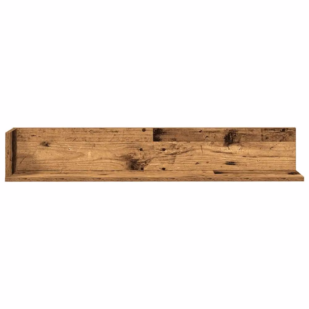 Berkfield Home Wall Shelves, 2 Piece Set in Brown Old Wood, W/D/H: 100 x 16.5 x 16.5 cm – 4