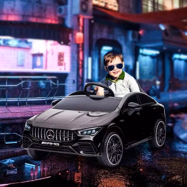 AIYAPLAY Mercedes-AMG CLA 45 Licensed 12V Electric Ride on Car with Light and Sound, Black