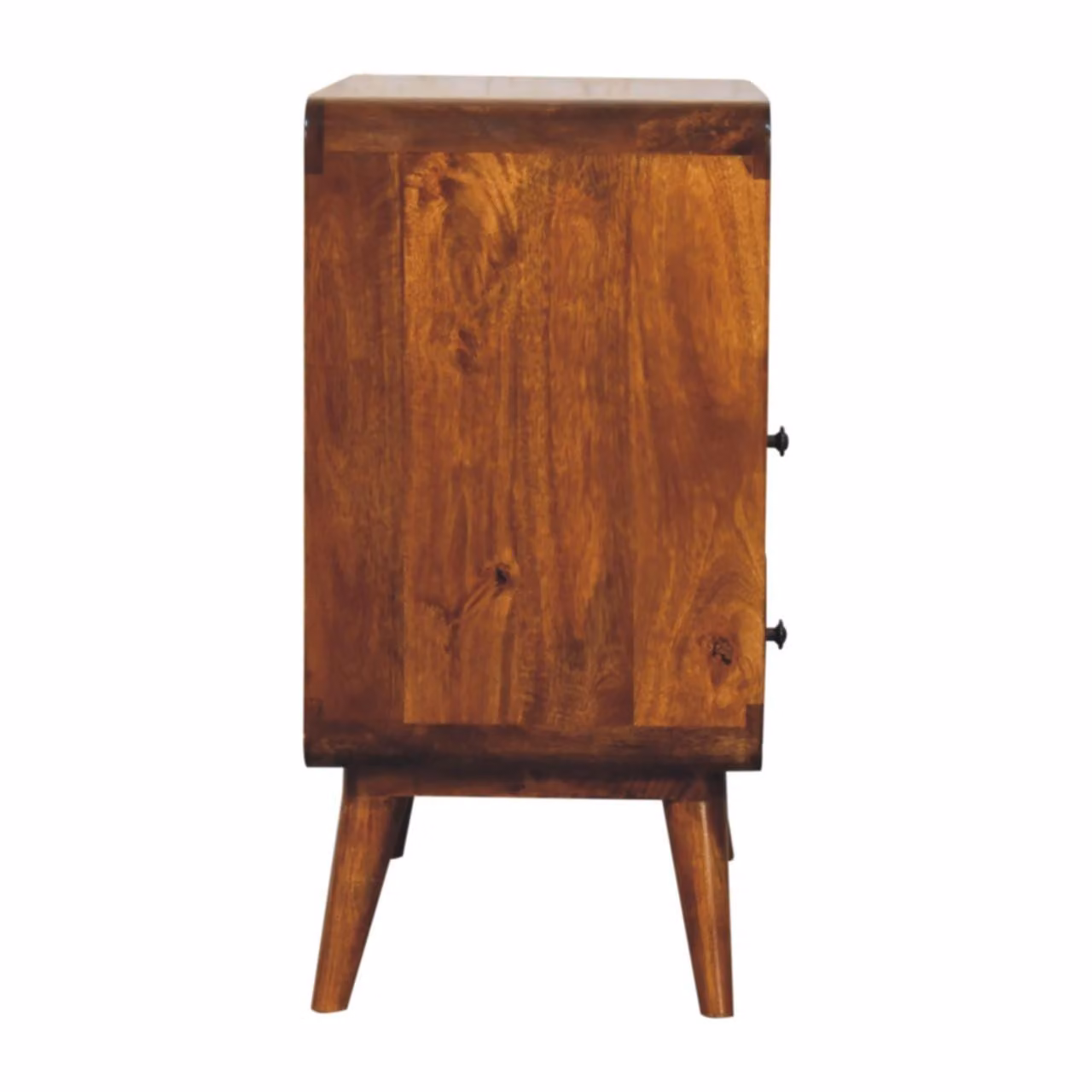 Aosom UK Solid Mango Wood Bedside Table with 2 Drawers and Open Shelf, Brown, D: 35 cm, W: 70 cm, H: 70 cm – 5