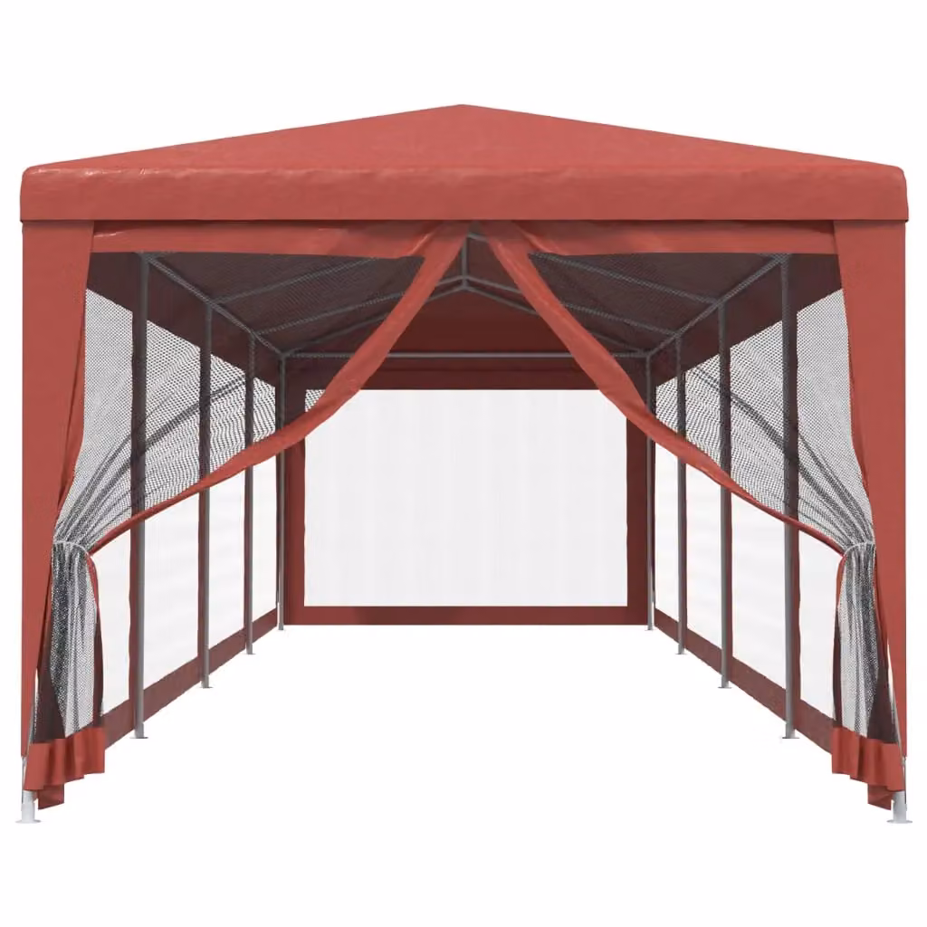 Berkfield Home Party Tent in Red with 10 Mesh Sidewalls, W/D/H: 3 x 12 m – 3