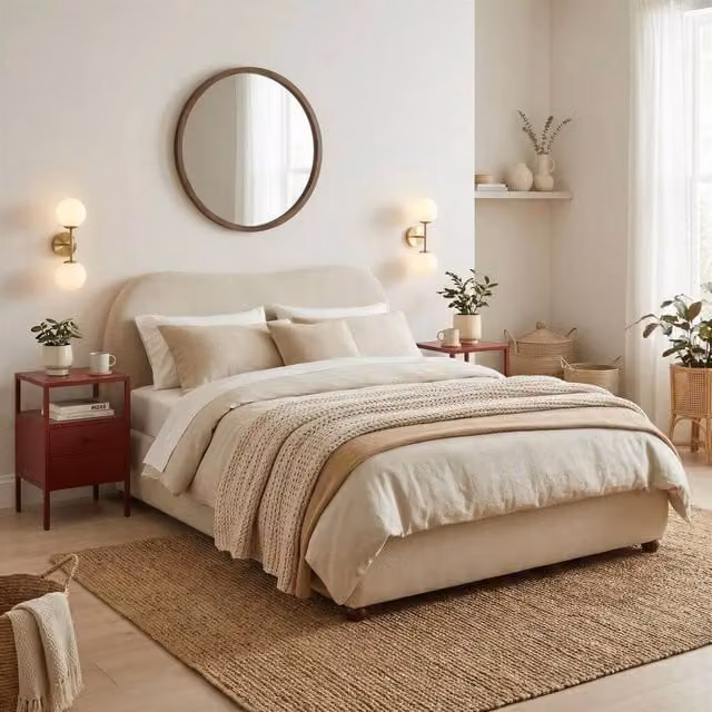 FurnitureboxUK Mabel Cream Fabric Upholstered Ottoman Bed Frame with Lift Up Base, W: 140 cm, D: 200 cm