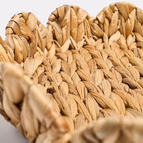 OHS Round Seagrass Woven Decorative Tray in Natural Beige, W: 30 cm, D: 30 cm, H: 6 cm – 4