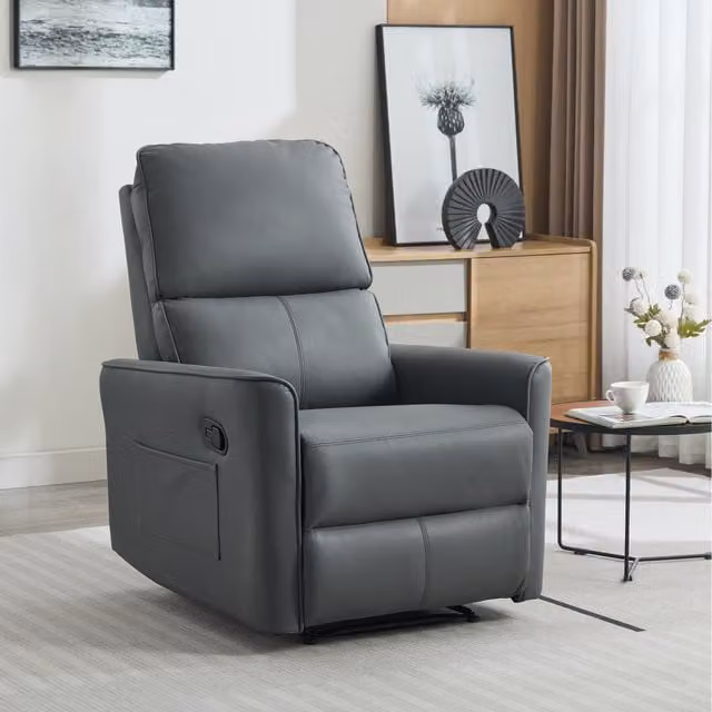 More4Homes Madrid Manual Air Leather Recliner Chair in Grey