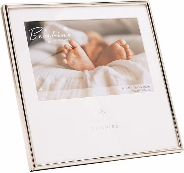 Bambino by Juliana Silver Metal Rectangular Tabletop Photo Frame, White, 10 x 15 cm – 1