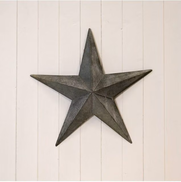 KDMD Rustic Metal Star Pendant Decorations in Dark Grey, 5.2 cm