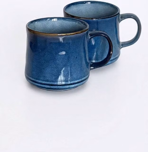 Upper Street Set of 2 Blue Reactive Glaze Ceramic Mugs, 600ml – 1