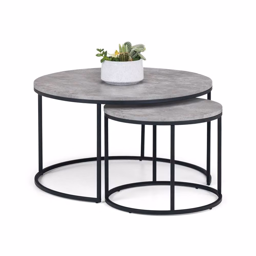 Cheshire Harstad Round Concrete Nesting Coffee Table in Grey and Black – 2