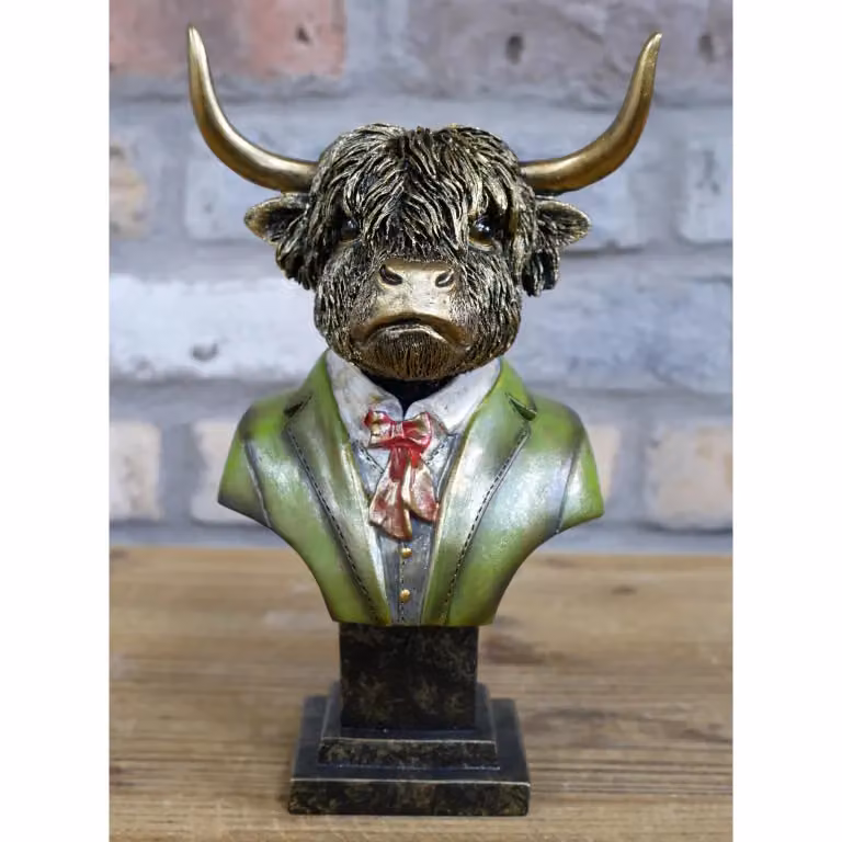 Gifts Direct 2 U Highland Cow Bust Ornament Resin Statue in Bronze and Brown for Wall Decor – 2
