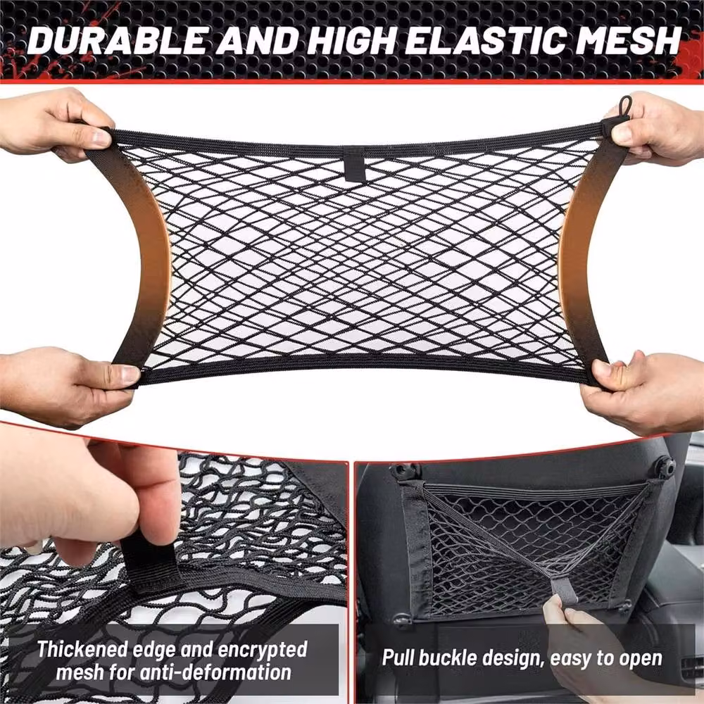Nordara 4x Camper Van Storage Net Pocket Organiser Holder for VW T4 T5 T6, Black – 3