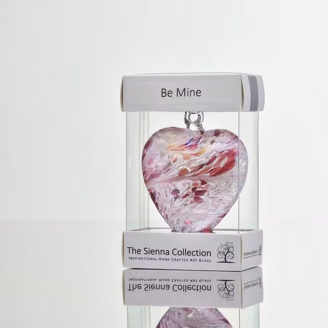Sienna Glass Be Mine Pastel Pink Heart Glass Pendant