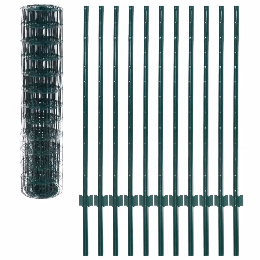 Berkfield Home Euro Fence Green PVC-Coated Steel Fencing, W: 20 m, H: 1.2 m – 3