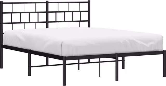 Berkfield Home Metal Bed Frame with Headboard in Black, W/D/H: 135 x 190 x 90 cm – 1