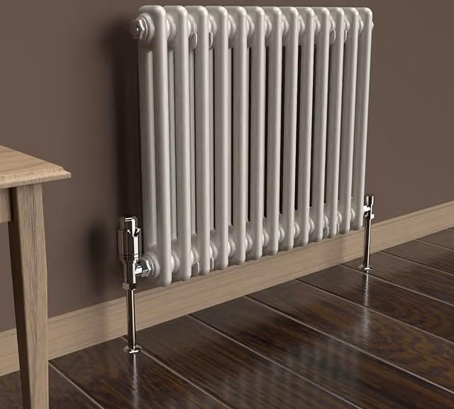 Lux Heat Horizontal 2 Column Steel Radiator in White, W: 60.5 cm, H: 50 cm