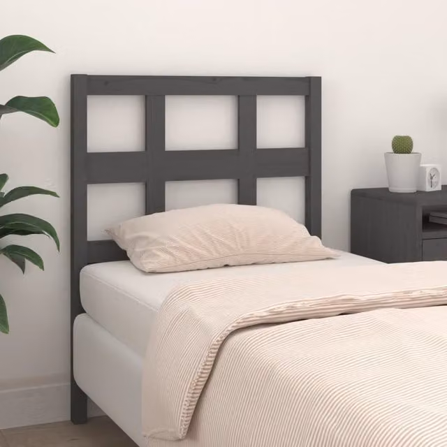 Berkfield Home Grey Rustic Solid Pine Wood Bed Headboard W/D/H: 95.5 x 4 x 100 cm – 1