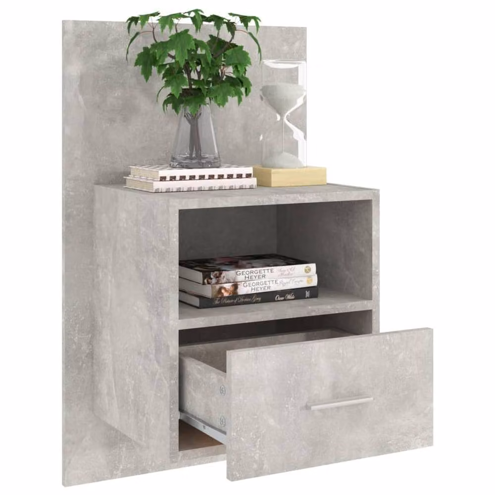 Berkfield Home Wall-mounted Bedside Cabinets, 2 Piece Set, Concrete Grey – 5