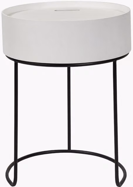 Pacific Lifestyle Hugo Scandinavian Wood and Metal Storage Table with White Top and Black Legs