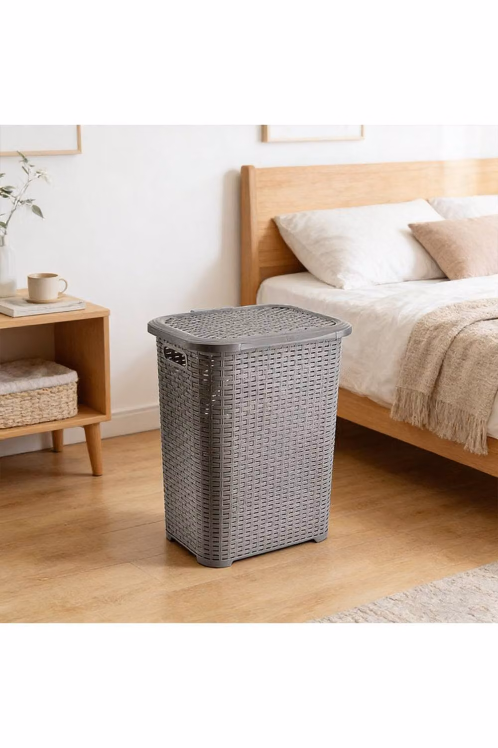 KDMD 45L Multicolour Plastic Rattan Laundry Basket with Lid – 2