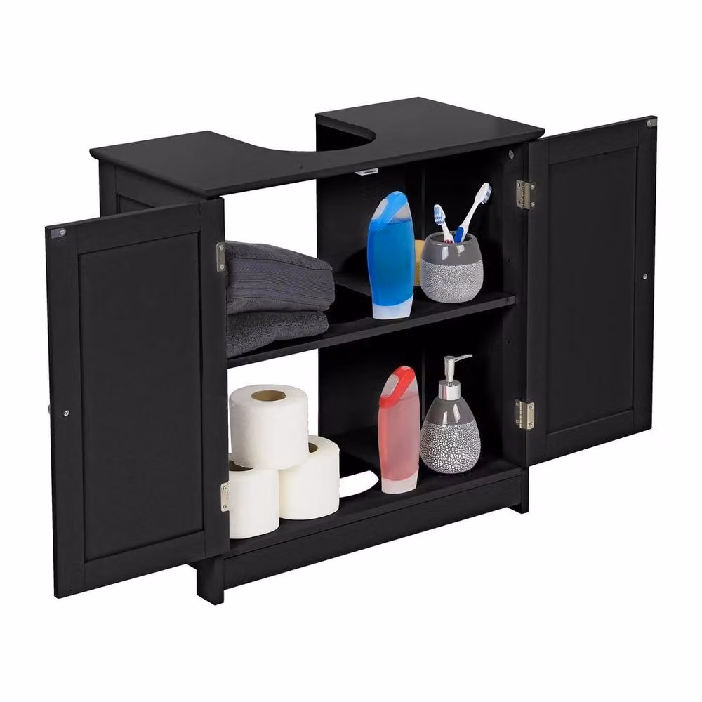 FORGEVIO Black Under Sink Basin Cabinet Cupboard with Internal Shelves and Hinged Doors – 4