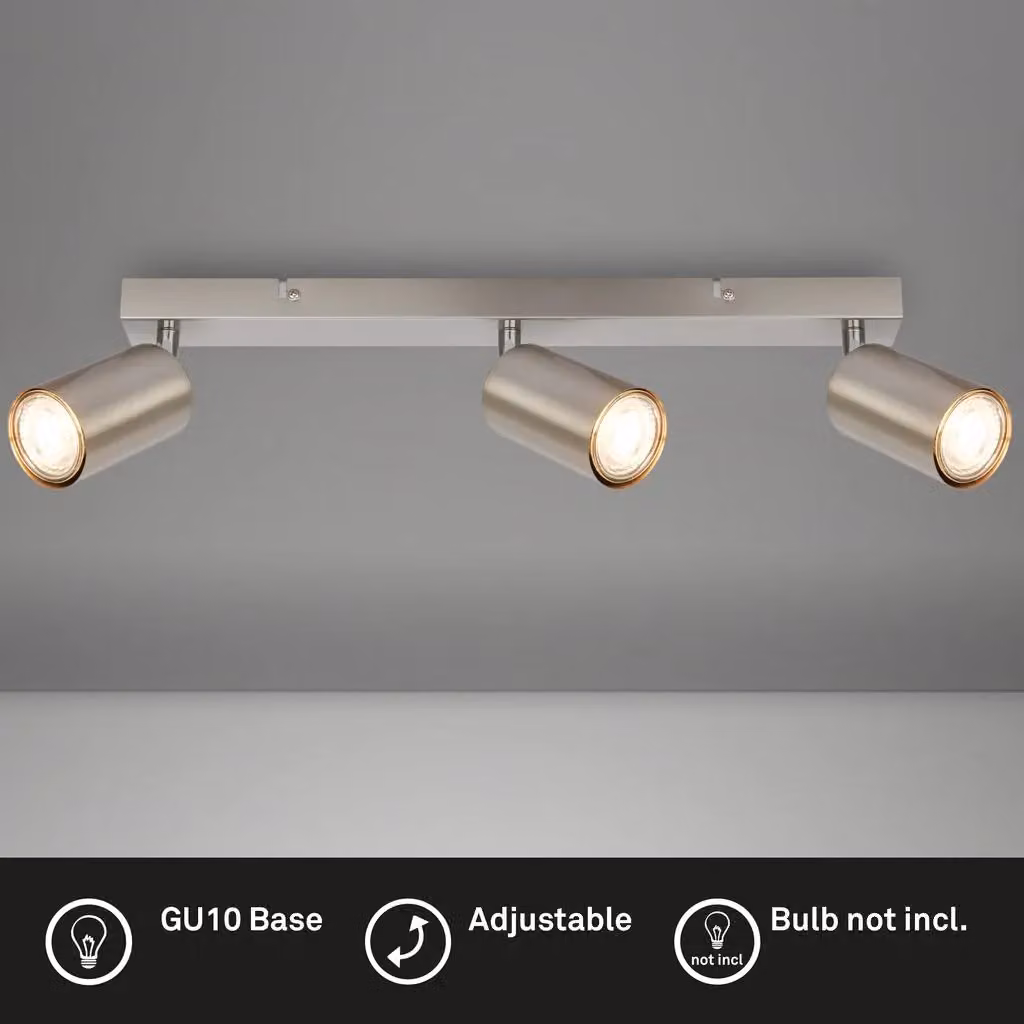 Briloner 3-Light LED Ceiling Spotbar in Silver-Grey, Adjustable Metal Design for GU10 Bulbs, 44 cm – 2
