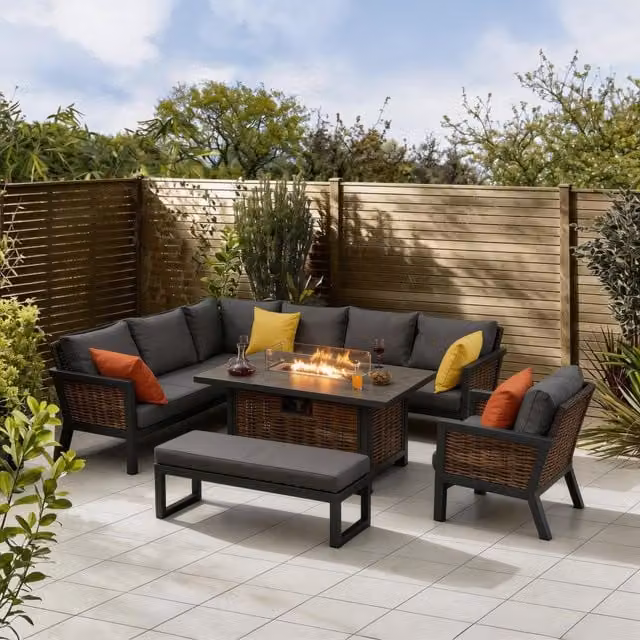 Furniture One 9-Person Grey Aluminium Garden Lounge Set with Cushions