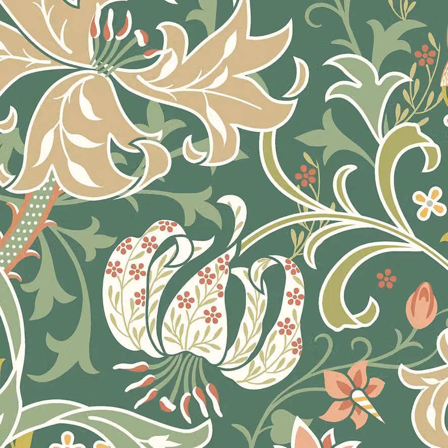 Origin Murals Trailing Lily Floral Wall Mural in Green, W: 300 cm, H: 240 cm – 3