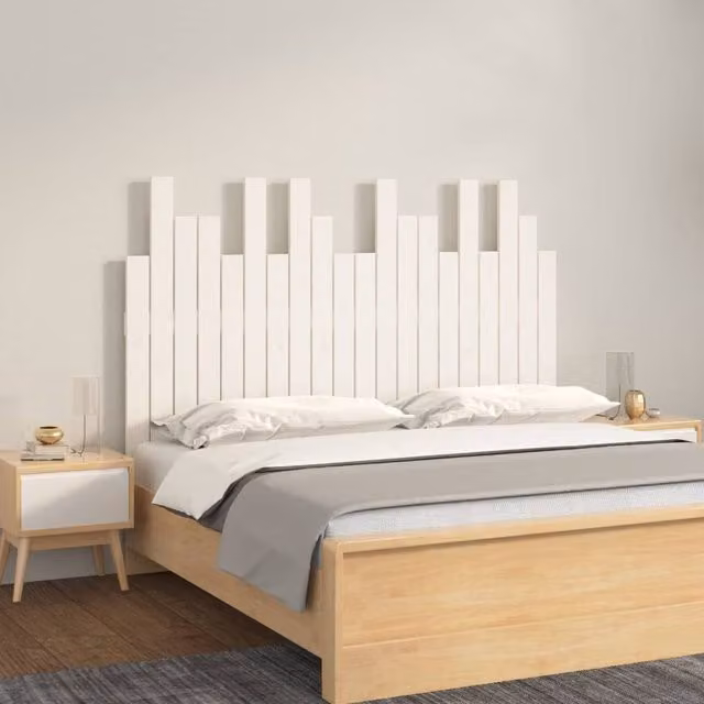 Berkfield Home White Solid Wood Pine Wall Headboard, W: 127.5 cm, D: 3 cm, H: 80 cm – 1