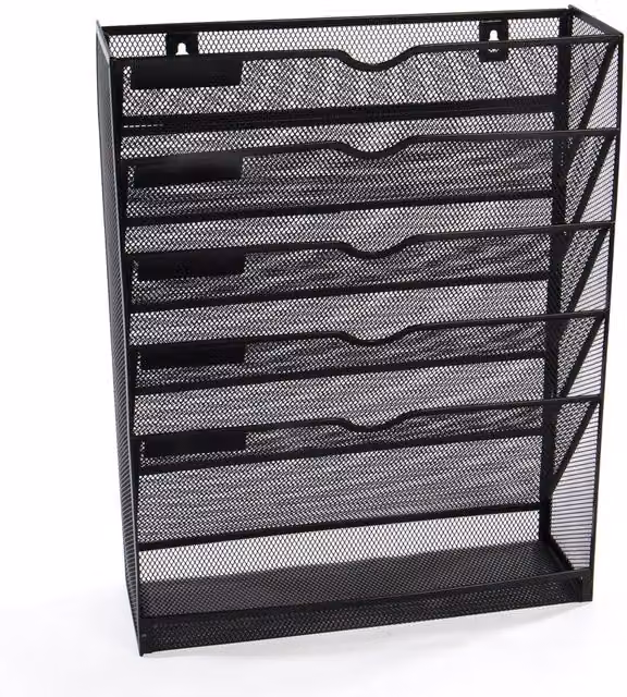 Maison & White Metal Wall Mounted File Organiser, Black