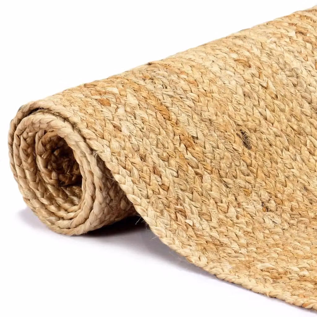 Berkfield Home Handmade Braided Jute and Cotton Round Rug in Brown and Beige, Diameter: 80 cm