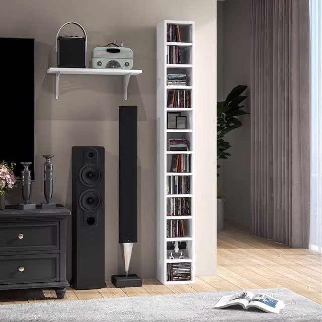HOMCOM 12 Tier Media Storage Cabinet in White