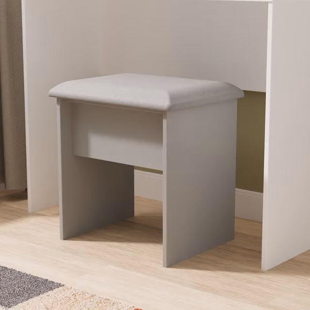 Haworth Stool in Grey and Gold Fabric