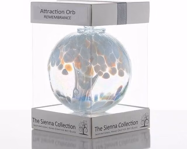 Sienna Glass White Abstract Remembrance Attraction Orb Bauble