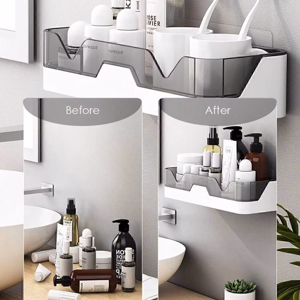 FORGEVIO Grey Wall Mounted Bathroom and Kitchen Shower Caddy Shelf Rack – 3