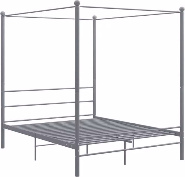 Berkfield Home Grey Metal Canopy Bed Frame W/D/H: 160 x 200 cm
