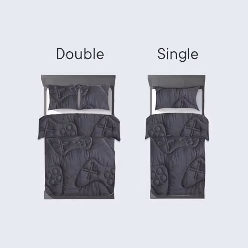 OHS Black Gaming Quilted Microfibre Double Duvet Set with 2 Pillowcases, 7.5 Tog, W/D/H: 200 x 200 x 200 cm – 3