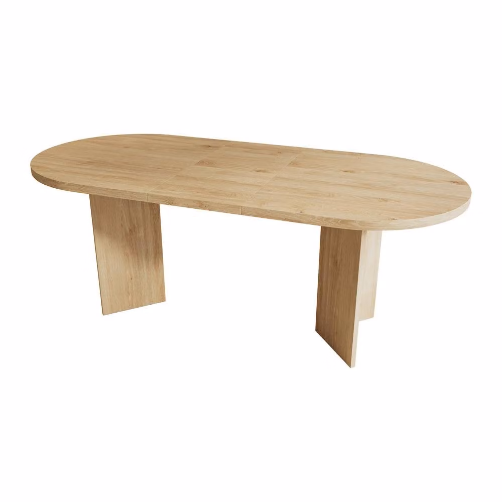 ModernLuxe Modern Oval Dining Table in Brown with Pedestal Base, W: 180 cm, D: 90 cm, H: 75 cm – 2