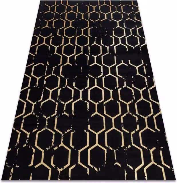 RugsX Gloss Geometric Art Deco Rug in Black and Grey, W/D: 120 x 170 cm – 1
