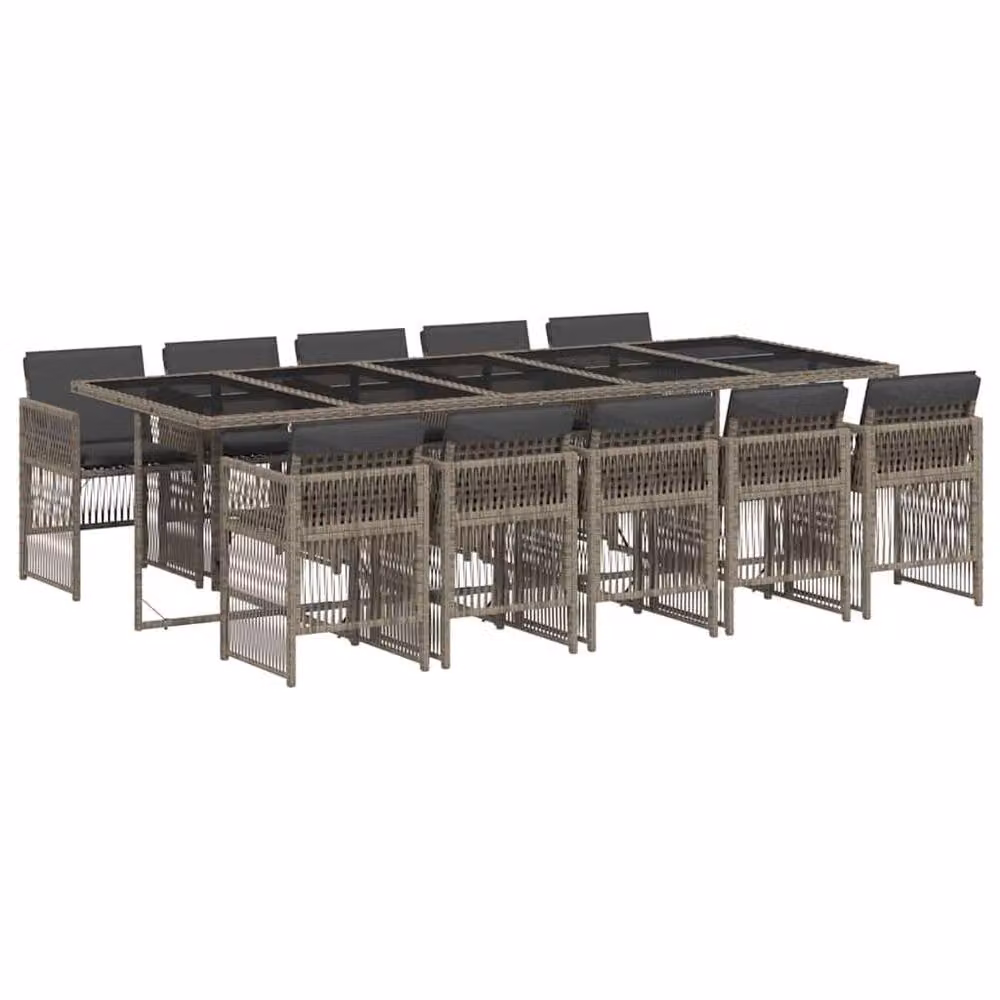 Berkfield 10-Seater Foldable Garden Dining Set in Grey PE Rattan – 2