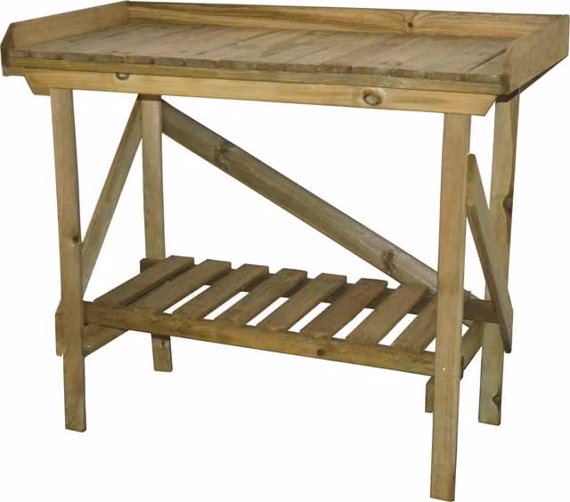 Forest Garden Rustic Wooden Potting Bench, Brown, W: 108 cm, D: 52 cm, H: 92 cm
