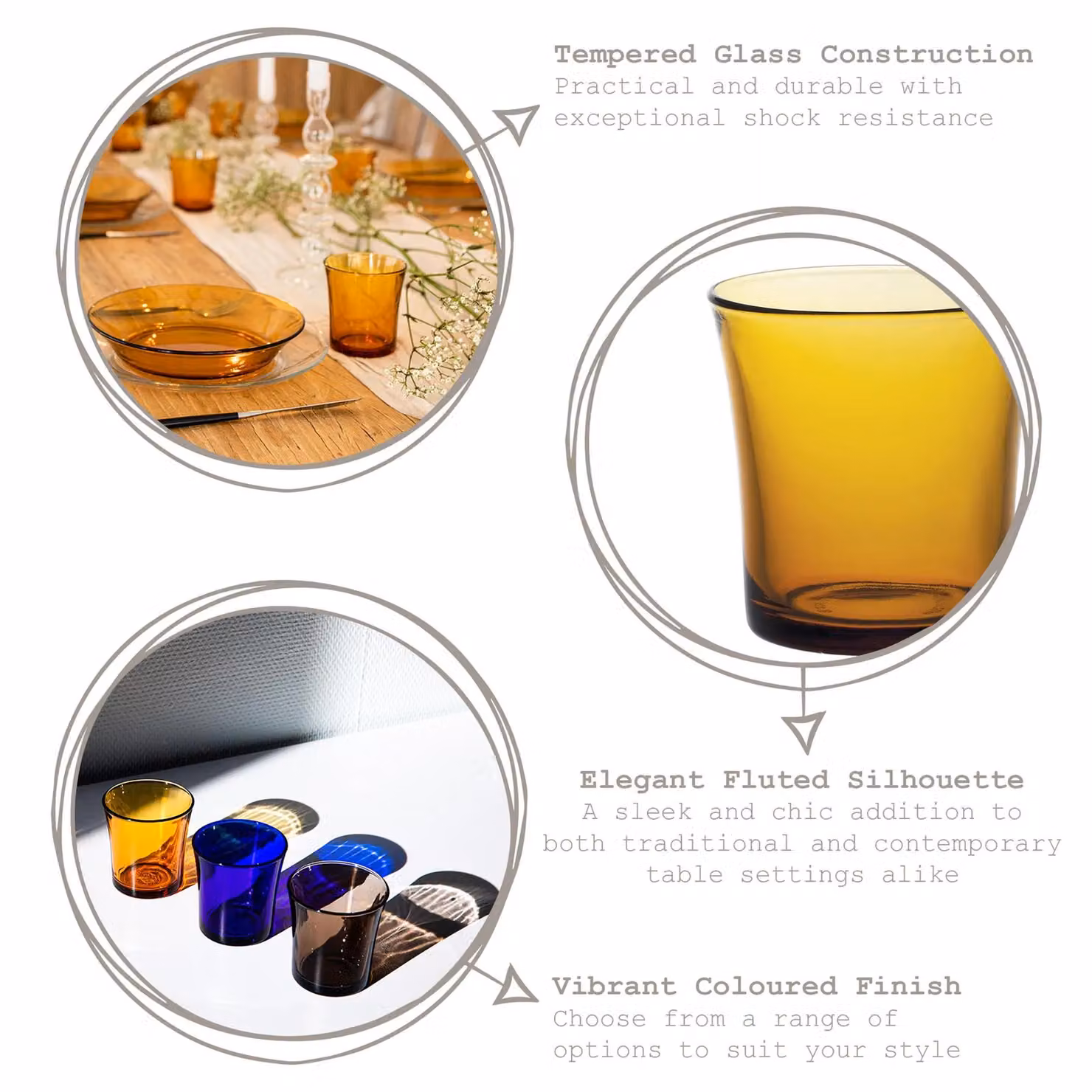 Duralex Lys Amber Tumbler Glasses, 210ml, Pack of 12 – 2