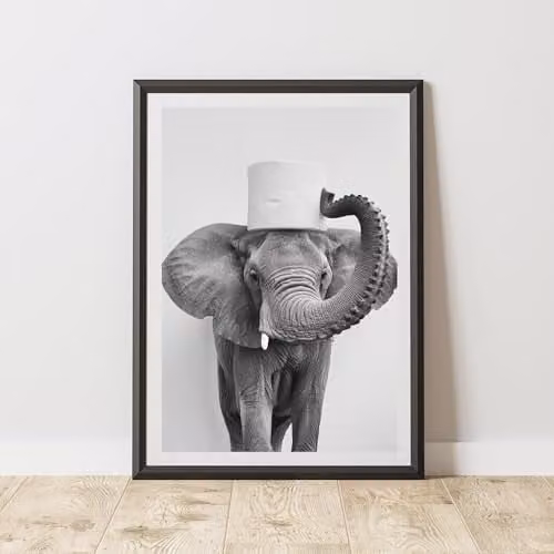 60 Second Makeover Elephant Toilet Roll Animal Print Paper Poster, A4