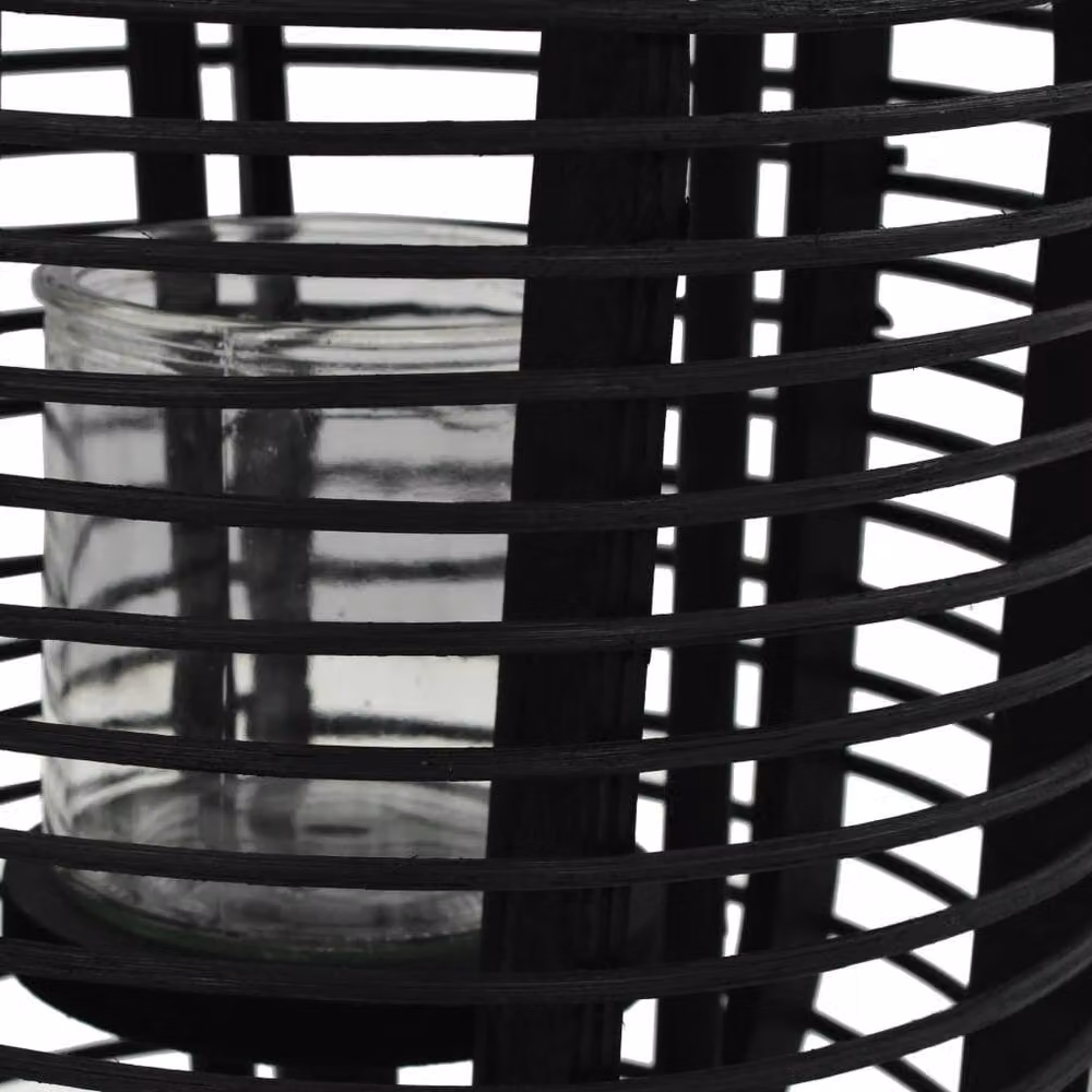 Berkfield Home Freestanding Bamboo Candle Lantern Holder, Black – 3
