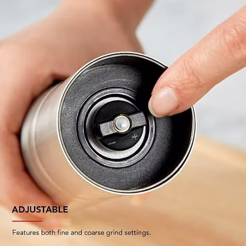 KitchenAid Manual Salt and Pepper Grinder Set of 2 in Silver and Transparent with Stainless Steel and Ceramic Components – 3