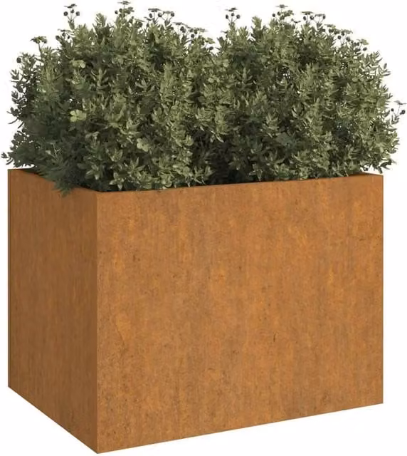 Berkfield Home Corten Steel Planter Tub in Brown, W: 62 cm, D: 47 cm, H: 46 cm – 1