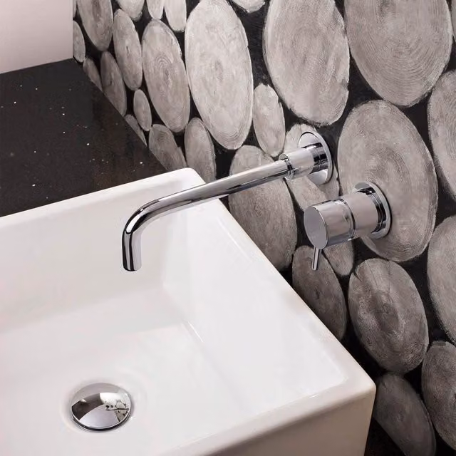 Nes Home Remy Wall Mounted Basin Mixer Tap and Slotted Waste in Chrome Silver – 1
