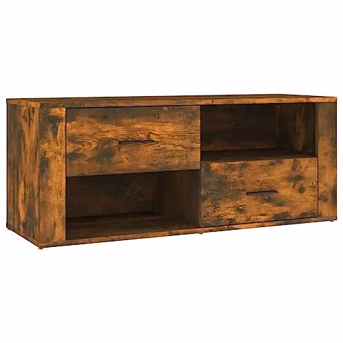 vidaXL Modern TV Cabinet in Smoked Oak Brown, W/D/H: 100 x 35 x 40 cm – 1